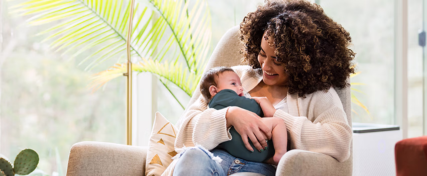 Young mom enjoys her time on maternity leave with her baby boy